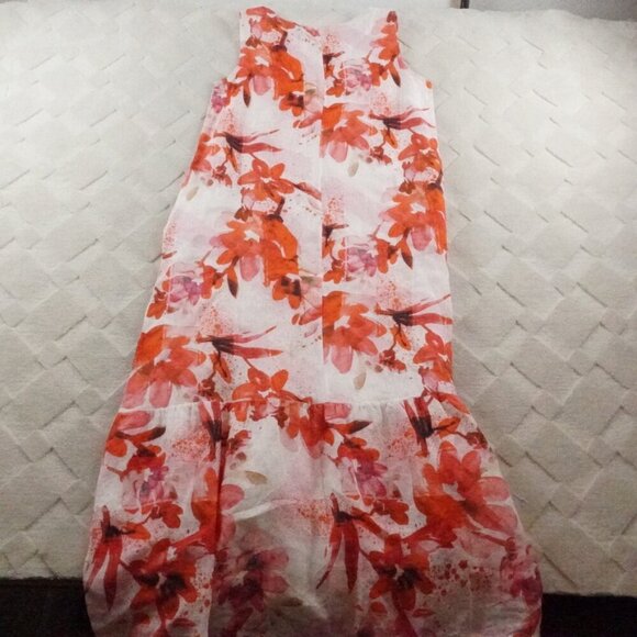 allegra masetti firenze Linen Maxi Dress Womens Small Floral Multi Color - Picture 9 of 10